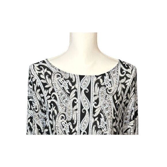 J Jill Wearever Top Size Large Paisley Long Sleeve White Pullover Artsy Classic - Picture 8 of 10